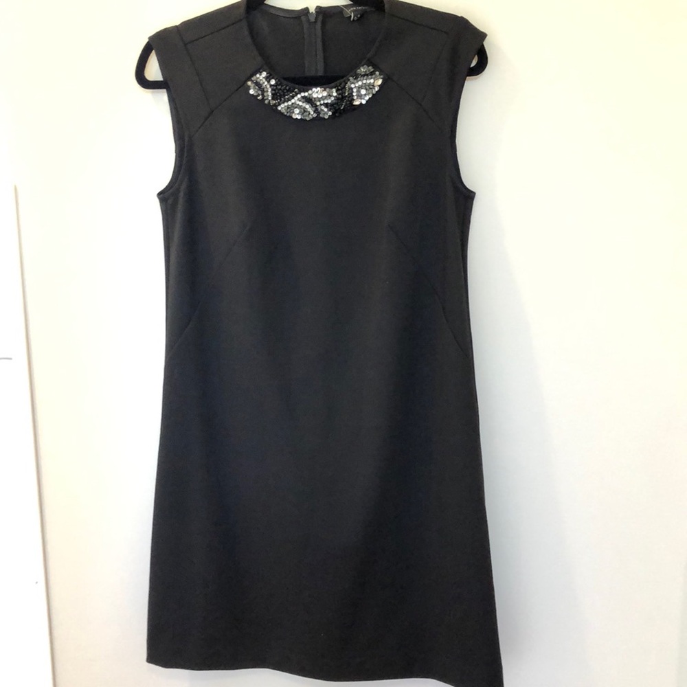 Ann Taylor Black Dress with Sequin Neckline